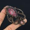 Octopus Rhodonite Handmade Copper Wire Wrap Jewelry Pendant 3.35" P0g41