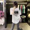 Niche Print Cartoon Summer New Loose Early Spring White Mid-length Curved Short-sleeved T-shirt Women's Top