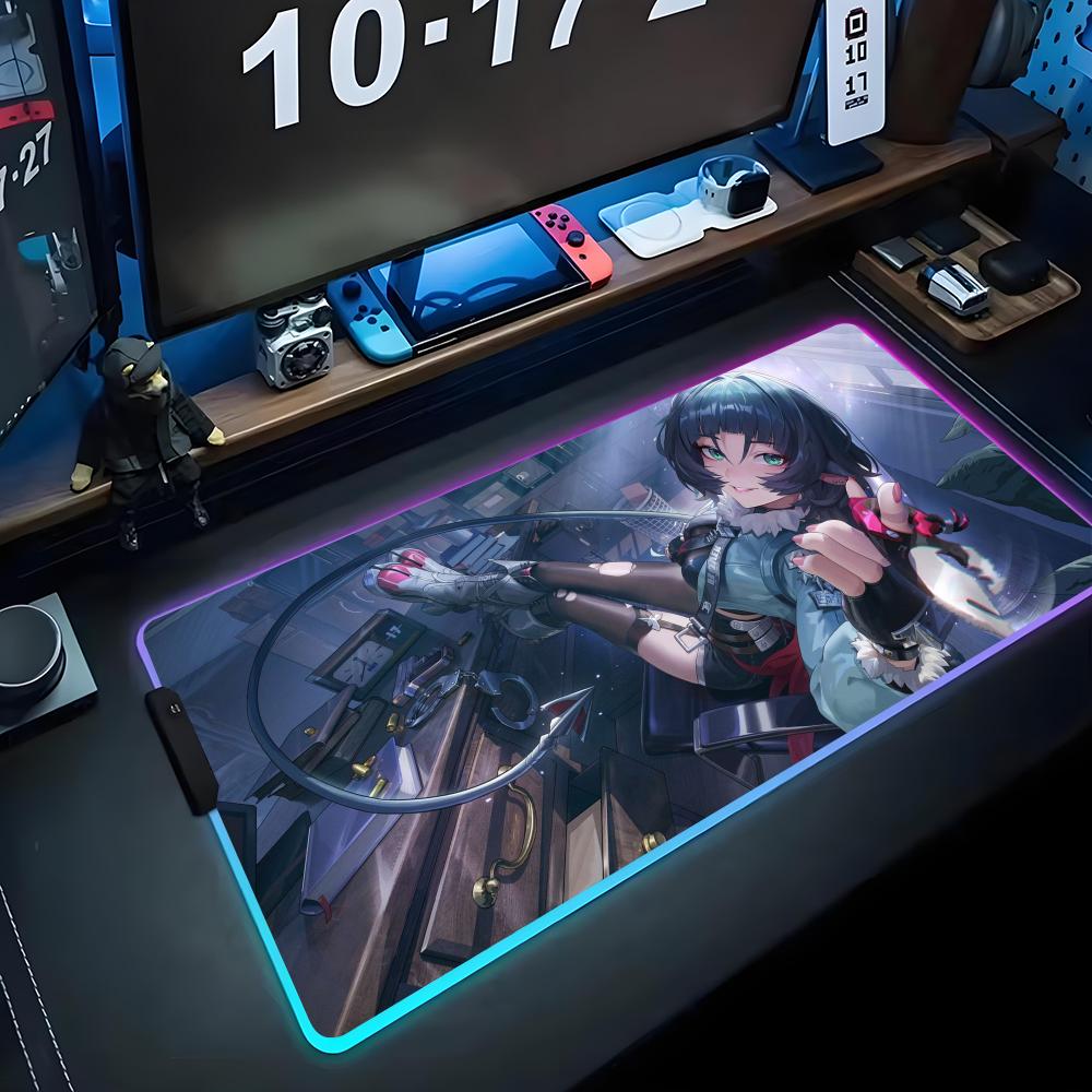 Zenless zone zero Коврик для мыши RGB Игровой коврик для мыши Большой светодиодный коврик Настольный коврик для ПК Светящийся коврик для мыши Большие коврики для клавиатуры Настольный ковер С