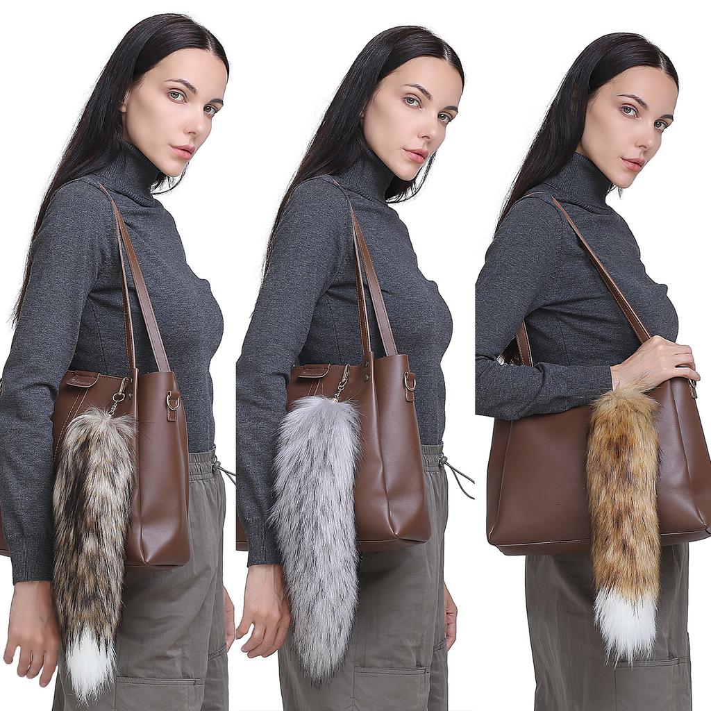 Большой экологически чистый меховой кулон на Хэллоуин, меховые аксессуары из лисьего хвоста, подвеска для женской сумки, брелок для автомобиля