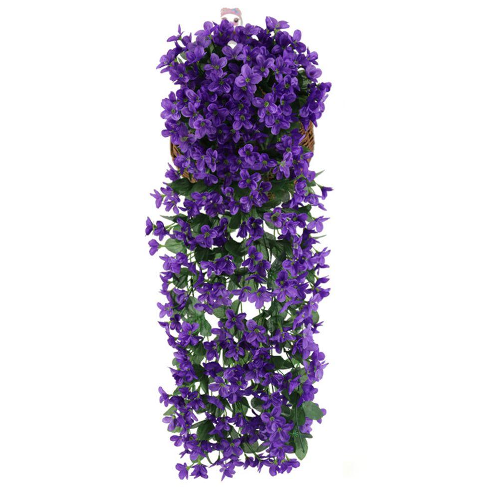 Home Decor Garland Vine Artificial Flower Silk Violet Rattan Garden Wall Hanging Plant