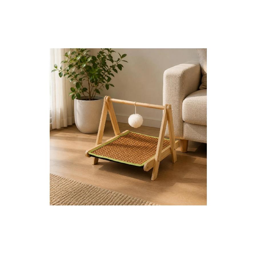 Rattan Feline Feline Lounger Solid Wood Wooden Feline Feline Lounger Pet Furniture A-Shaped Stand Stand Suspended Platform