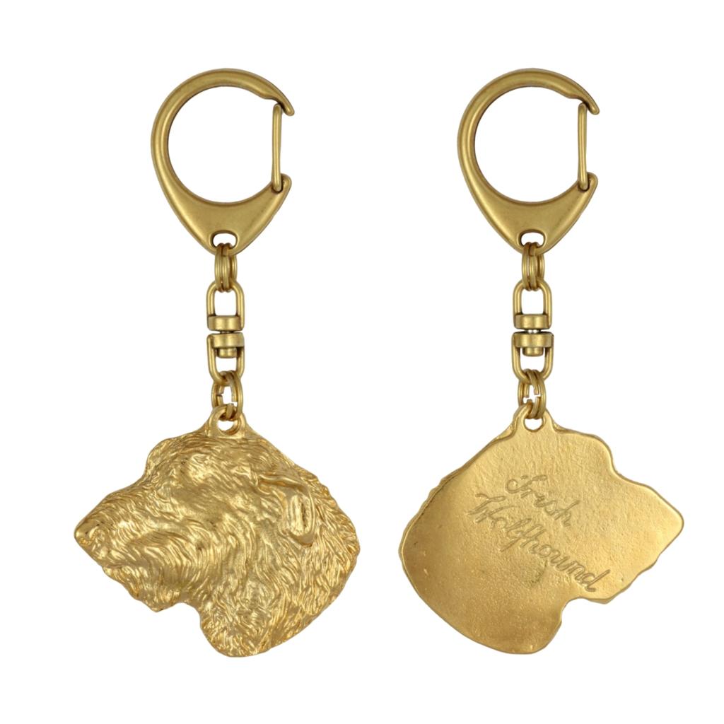 Irish Wolfhound I – Gilded key ring with dog in gift box, handbag decoration | Art-Dog