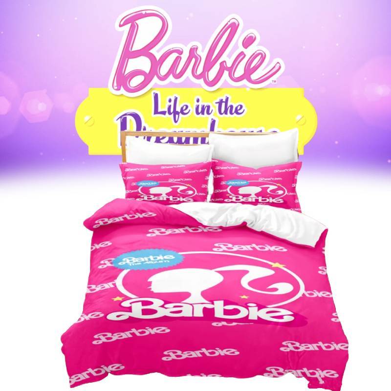 Barbie Floral Bedding Set With Active Dye Printing For Modern Bedroom Decor And Daily Use