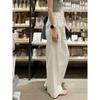 New Small White Cotton Linen Wide-leg Pants High Waist Draping Slimming Straight-leg Casual Pants for Women