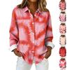 Женская рубашка-блузка с рождественским принтом и пуговицами, длинный рукав, повседневный базовый рубашечный воротник, обычный топ