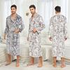 Men's Shawl Collar Robes Full Length Fleece Plush Bathrobes Soft Spa House Coat with Pockets Fluffy Spa Robes Unisex Winter Cozy Warm Spa Long Robe