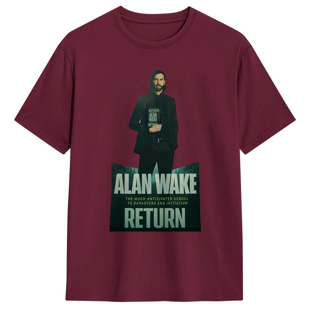 Мужские картонные футболки Alan Wake 2 Одежда из чистого хлопка Летняя эстетичная футболка с коротким рукавом с круглым вырезом Модная футболка