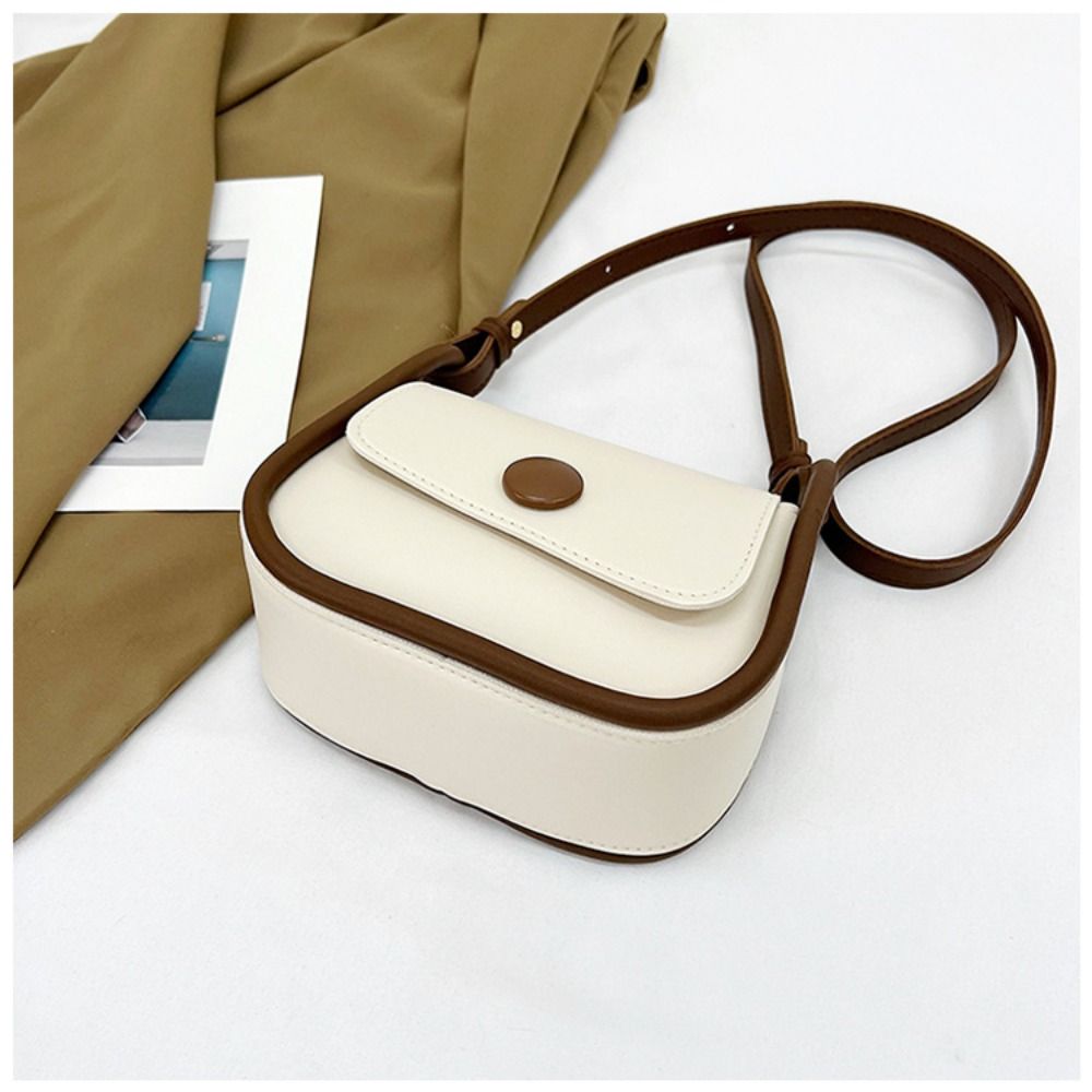 Korean Style Small Square Saddle Bag PU Leather Crossbody Bag Fashionable Shoulder Bag Travel