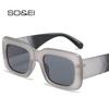 SO&EI Retro Square Sunglasses Women Fashion Brand Designer Wide Legs Shades UV400 Men Orange Dark Green Sun Glasses