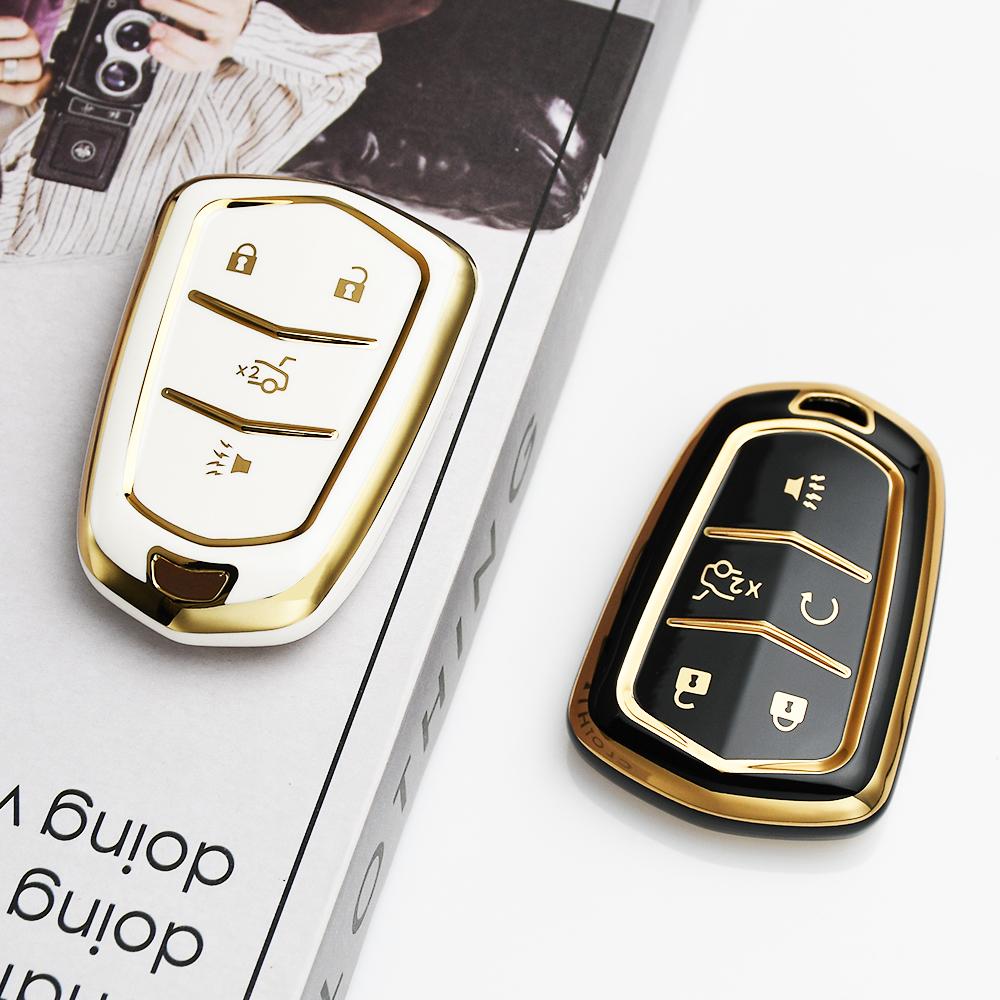 4/5 Buttons TPU Car Smart Key Cover Case Key Fob Bag For Cadillac ATS CT6 CTS DTS XT5 Escalade ESV SRX STS XTS ELR 2014 - 2018