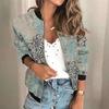 Womens Ladies Retro Floral Zipper Up Jacket Casual Coat Outwear