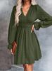 Autumn and winter new medium hairball diagonal neck lantern sleeve pleated waist dress elegant and thin versatile