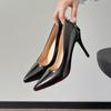 Сексуальные модные женские туфли-лодочки на тонком высоком каблуке 2025 года, весна/осень, однотонные, с острым носком, элегантные, темпераментные женские туфли-лодочки