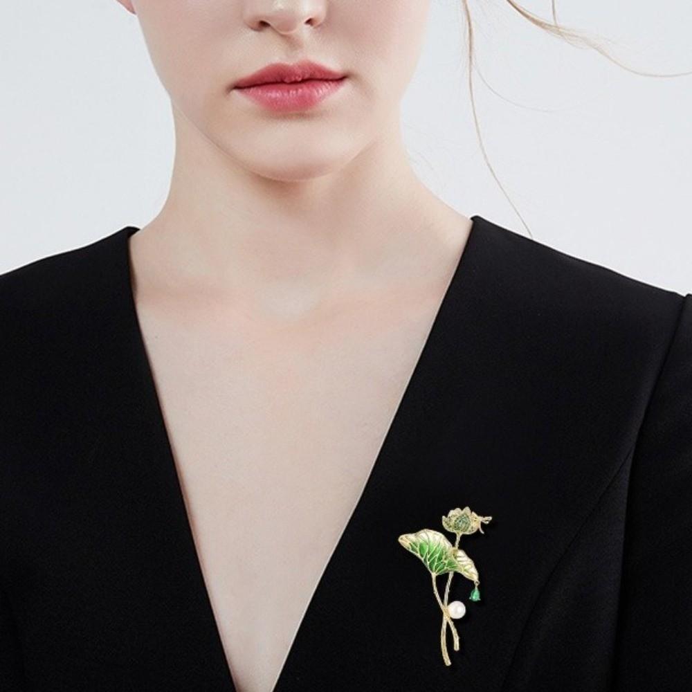 Дизайнерская Брошь Лист Лотоса с Рисунком Винтажная Брошь-Булавка Пион Новая Брошь Лотос Свадебная