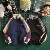 Men's and Women's Retro Colorblock Baseball Jacket - Trendy, Loose-Fit, Unisex Sports Style for Spring and Autumn.