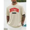 Модная высококачественная мужская летняя свободная футболка из 100% хлопка с принтом Boston, облегающая повседневная футболка с круглым вырезом и коротким рукавом