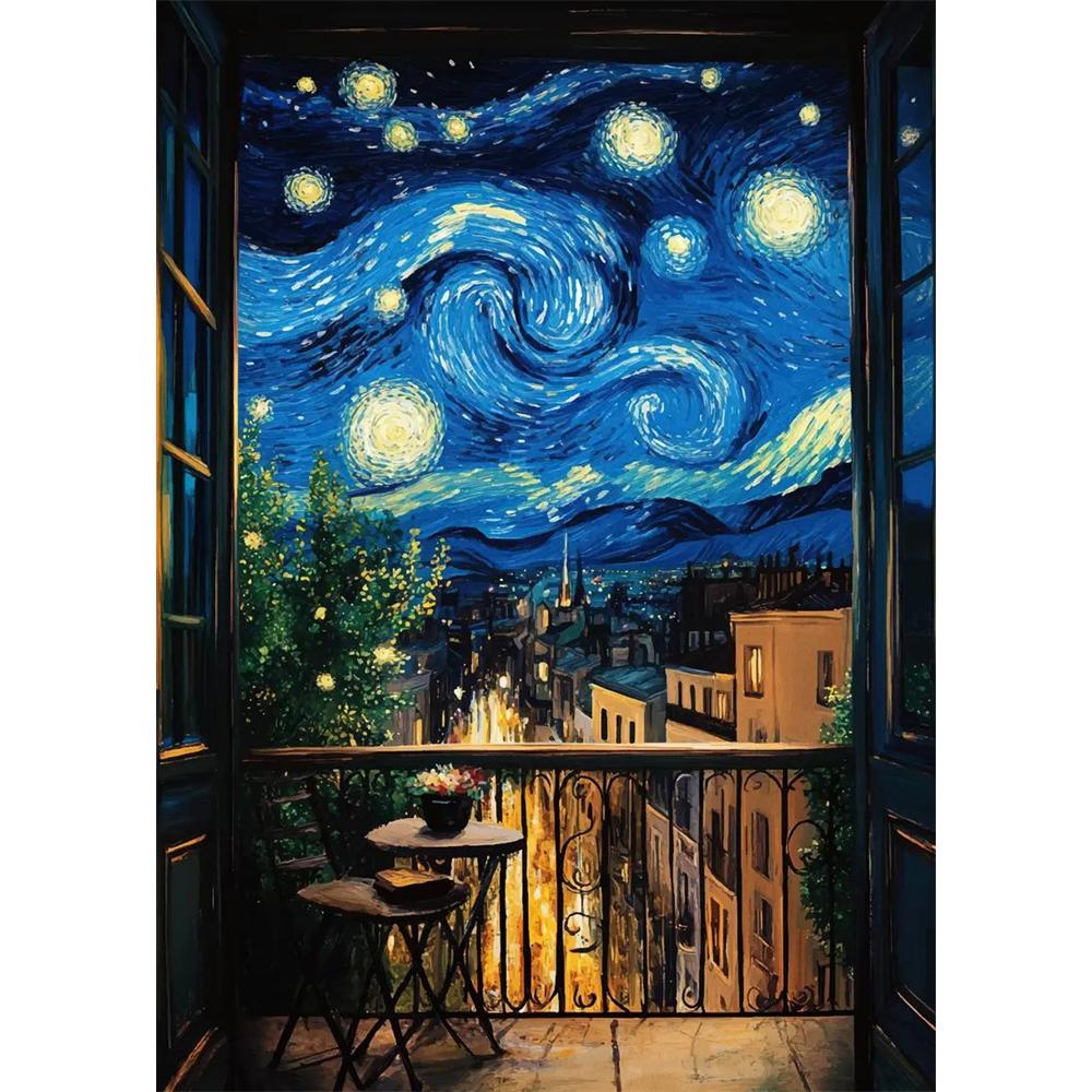 Алмазная живопись своими руками Винтажный абстрактный пейзаж Ван Гога Мозаичная вышивка Набор для вышивания крестиком Гостиная Домашнее искусство Настенный декор