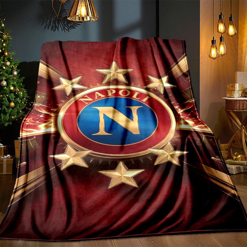 Napoli Football Club Emblem Blanket Outdoor Flannel Blanket for Camping, Hiking, Garden Parties, Picnic Essentials,gift for family and friends