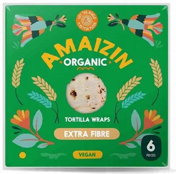 TORTILLA WRAPS WITH BRAN (SOURCE OF DIETING FIBER) ORGANIC 240 g - AMAIZIN