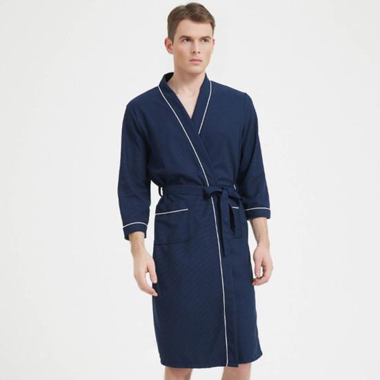 Мужской весенне-осенний халат однотонный ночной халат длиной до колена мягкий домашний халат для отдыха пижама для пар