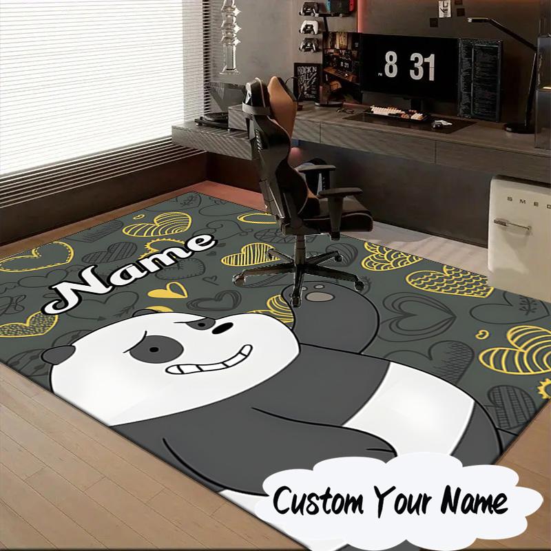 Custom Name Brown Bear Heart Love Carpet, Chair Rug,Area Rug for Office Bedroom living rooms bedroom, Doormat decor Christmas fan gifts