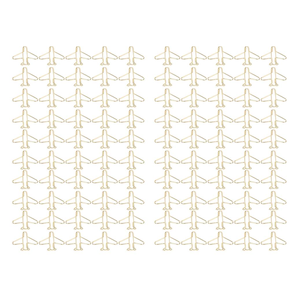 100pcs Paper Clips Portable Anti Rust Electroplating Gold Cute Airplane Shaped Metal Paper Clip for 