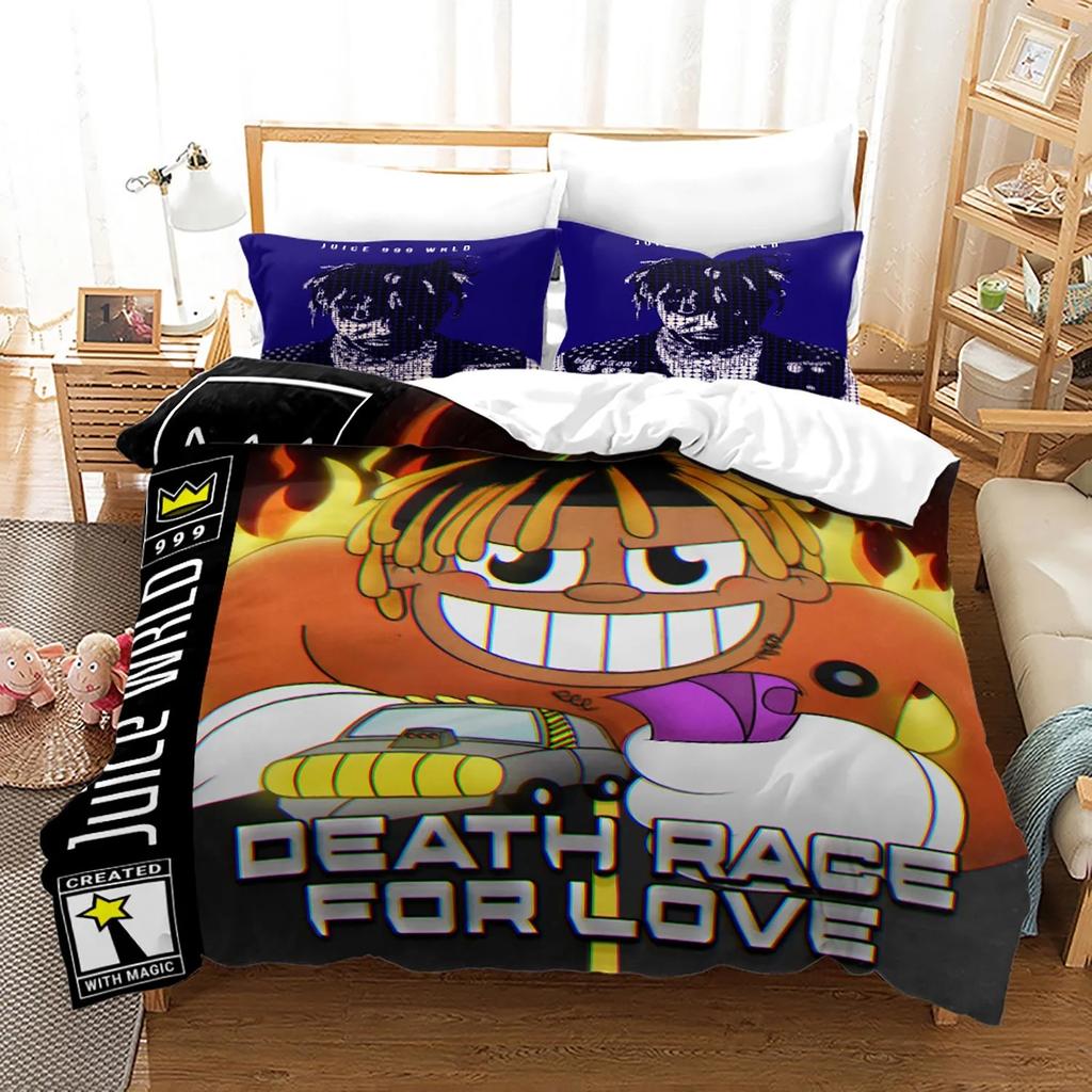 Новый комплект постельного белья Juice Wrld Односпальный Двуспальный Полный Размер Королевский Размер Размеры Звезды Juice Wrld Мягкое Пододеяльник Комплект Для Домашнего Декора Чехол для Одеяла
