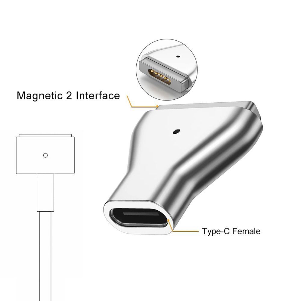 Portable T-Tip Laptop Connector Magnetic Type C to Magnetic 2 USB C Adapter Plug Converter For MacBook Air/Pro