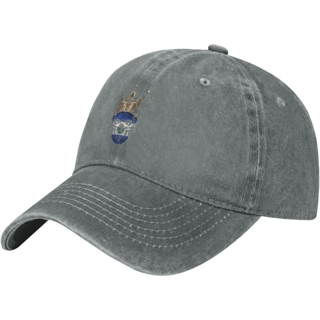 Salvador Flag Skull Crown Washed Baseball Cap Durable Cotton Adjustable Low Profile Outdoor Hat