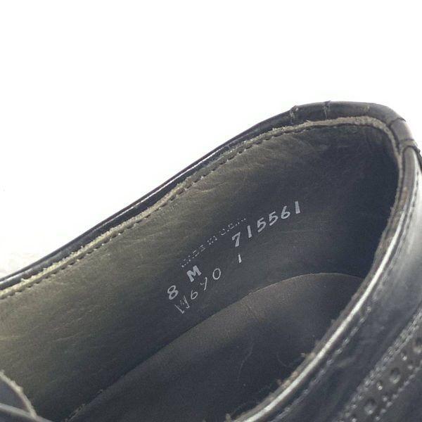 80s 90s Vintage USA Made Dexter Size 8M 25.5 26.0cm Wholecut Dress Shoes Black(USED)