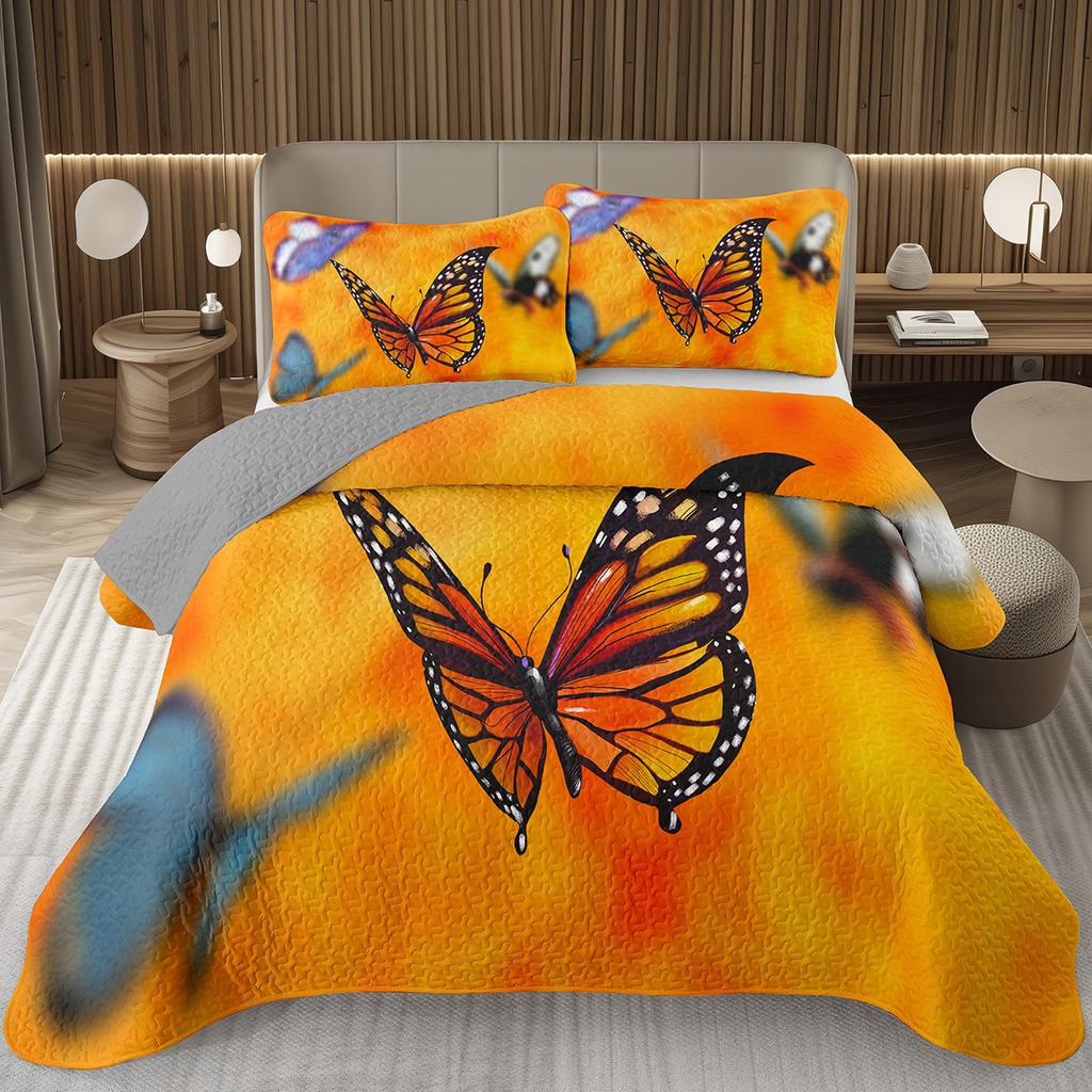 Покрывало с бабочками Твин/Квин/Кинг Акварельный ботанический цветочный стеганый двусторонний комплект постельного белья в стиле фэнтези