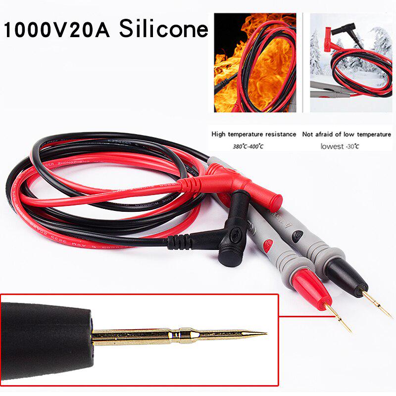 Silicone Wire Universal Probe Test Leads Pin Digital Needle Tip Multi Meter Tester Probe 20A 1000V
