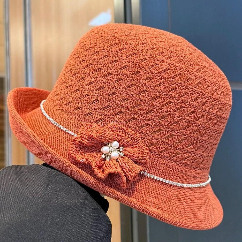 Elegant Middle-aged Mother Hat Polyester Bucket Hat Artistic Sun Hat Casual Streetwear