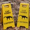 2 PCS Safety Dog Vomit Sign Wet Floor Cat Vomit Sign Funny Warning Sign  Decoration