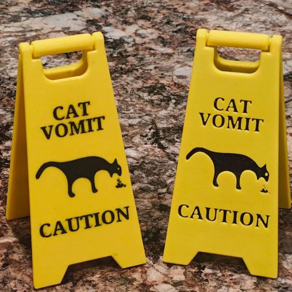 2 PCS Safety Dog Vomit Sign Wet Floor Cat Vomit Sign Funny Warning Sign  Decoration