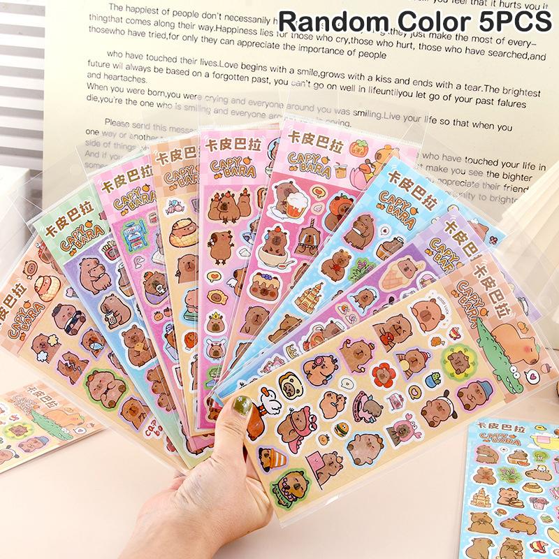 5 шт. канцелярские принадлежности Kawaii, милые наклейки Capybara, школьные принадлежности, украшения для дневника своими руками, скрапбукинг, журнал, наклейки для скетчбука