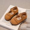 Kids Princess Shoes Non-slip Soft Sole Girls Flat Shoes Hook&loop Round Toes 2025 New Fashion Children Moccasins Ins Trendy