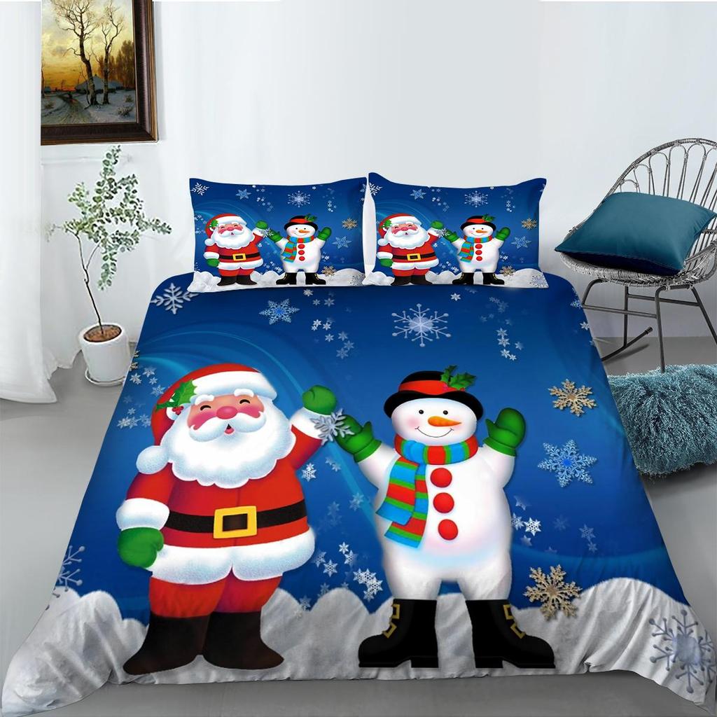 Christmas Home Bedding Set Santa Claus Pattern Bedding Set Bedding Set Quilt Cover Pillow Case Single/Double Bed 2/3 Bedroom Decoration