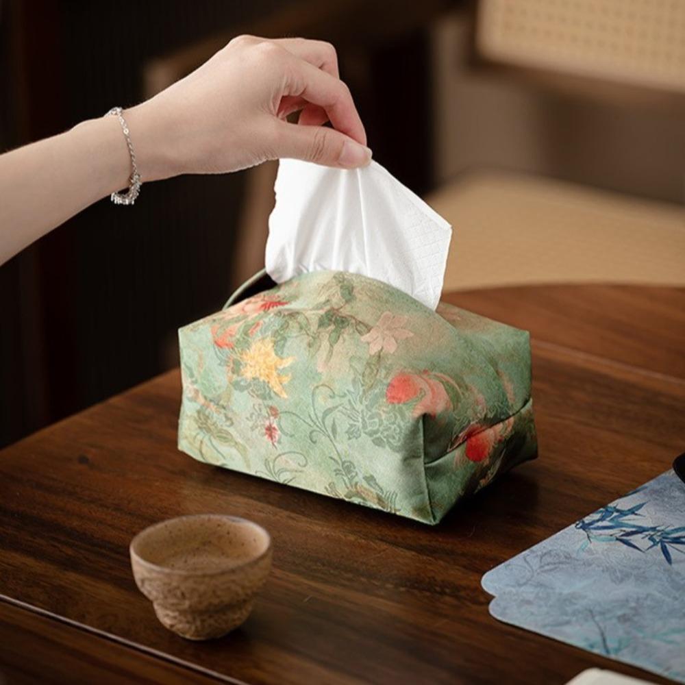 Exquisite Tissue Box Chinese Napkin Case Desktop Decorate Facial Tissue Cover Desktop