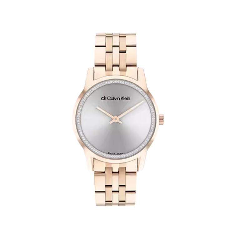 CALVIN KLEIN TIMELESS Eternal Series Watch Quartz Movement Steel Strap 32mm Gray Dial Women's Watch 30 Meters Waterproof 25000018