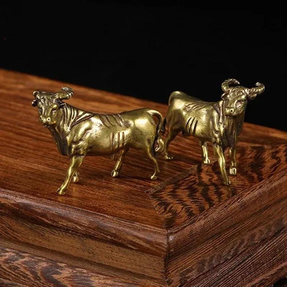 1 Pair Pure Copper X Zodiac Ox Small Ornaments Desktop Ornaments Twisted And Shy To Welcome The Ox Ornaments