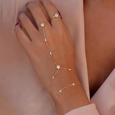 Модный браслет из кристаллов в стиле Инс, Самая продаваемая цепочка на палец и руку, Женский минималистичный геометрический дизайн, Стильные украшения для вечеринки