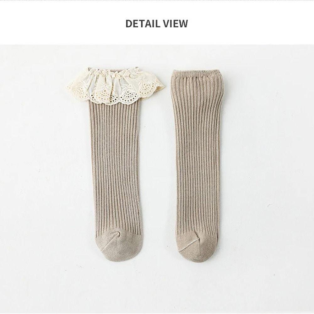 Soft Knee High Socks Lace Stuff Long Socks Leg Warmers Princess Stockings