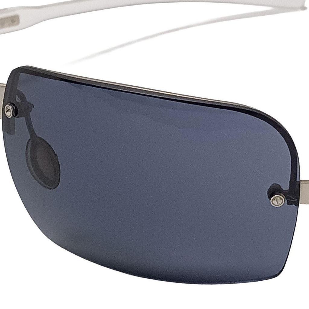Used PRADA sunglasses silver clear navy half rim ladies men unisex unisex