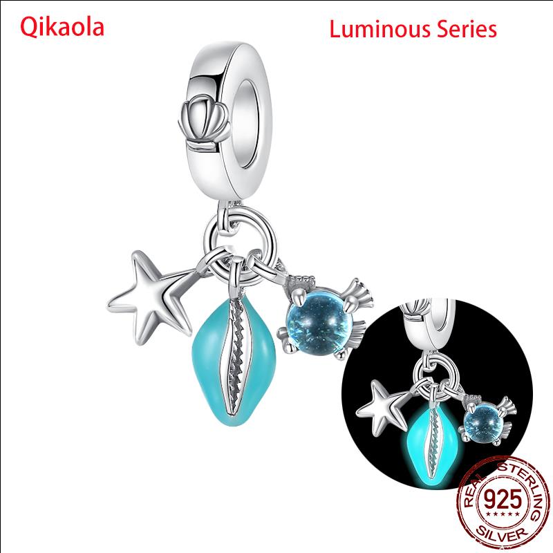 Original 100% sS925 Sterling Silver Luminous Octopus Ocean Series Charms Fit Bracelet DIY Beads Ms Jewelry Gift New In
