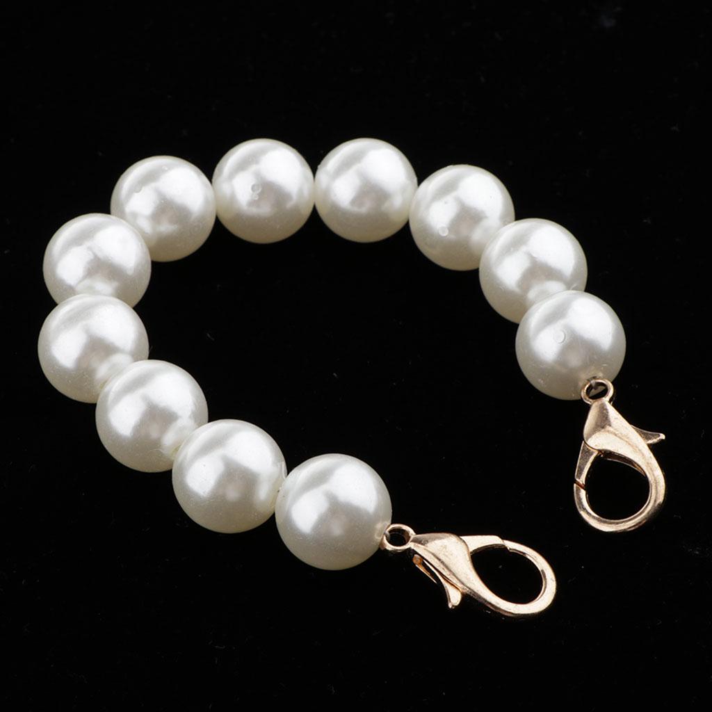 Round Pearl Beading Short Handles Replacement for Beach Bag Handbags Strap