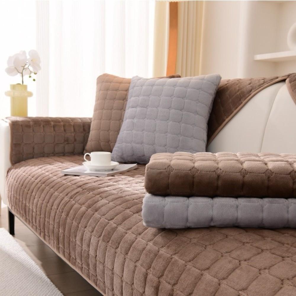 Anti-Slip Quilted Sofa Cover Check Pattern Furniture Protector New Couch Slipcover Home Decor