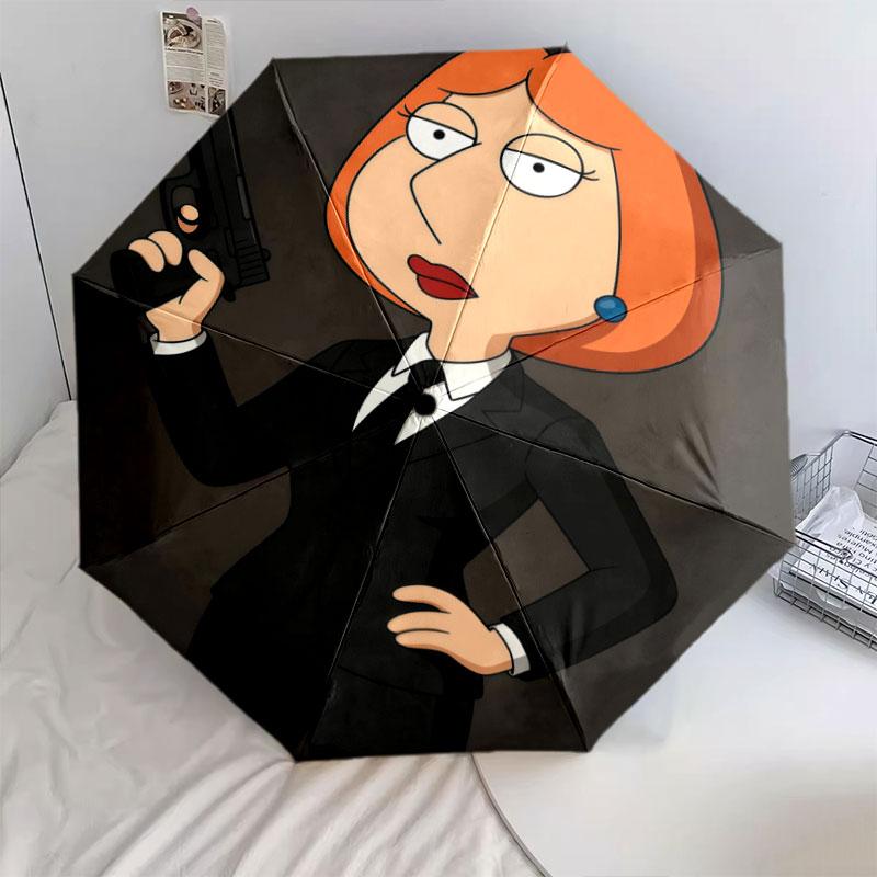 Lois Griffin pattern, automatic folding umbrella, portable and foldable design, 8 ribs, a Christmas or birthday gift.