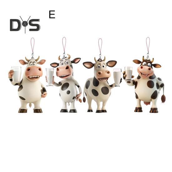 Christmas Snowman Car Pendant 2D Acrylic Cartoon Snowman Cow Hanging Ornament for Home Garden Christmas Tree Decoration Party Gift